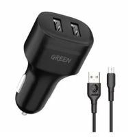 Dual Port Car Charger 12W with PVC Micro USB Cable 1.2M â€“ GNCC24MCRBK